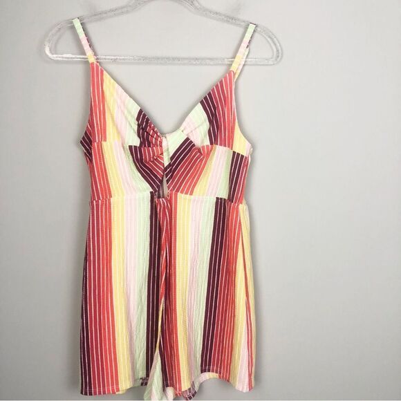 WILD FABLE | Colorful Striped Romper Twist Knot Cut Out Front Women’s Size M - Picture 4 of 11